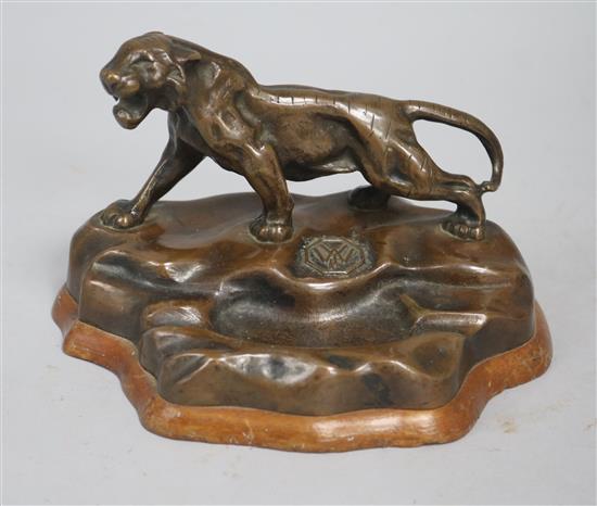 A bronze tiger ashtray